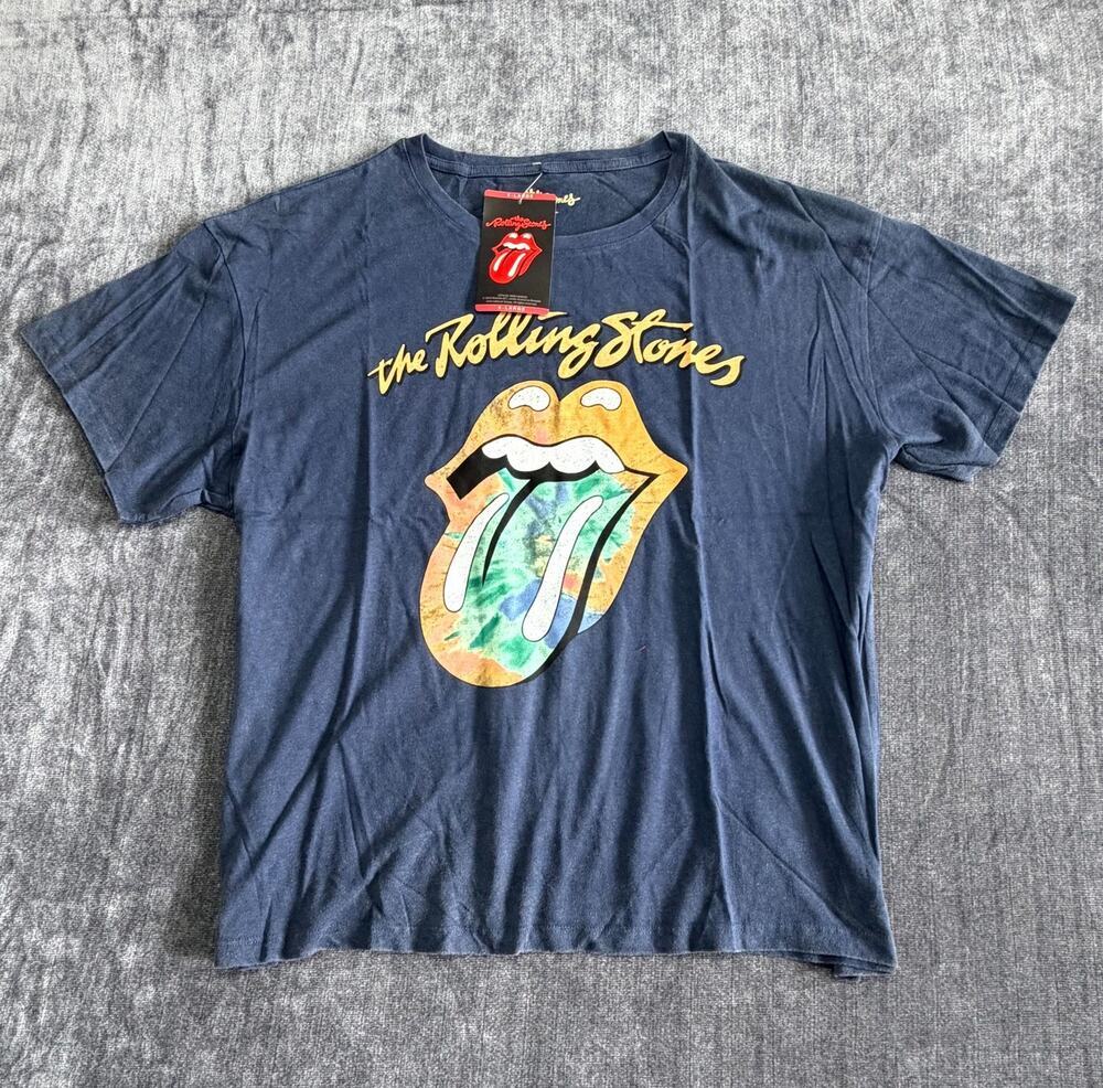 NWT The Rolling Stone Graphic Print T-Shirt Women's XL Navy Pullover 100% Cotton
